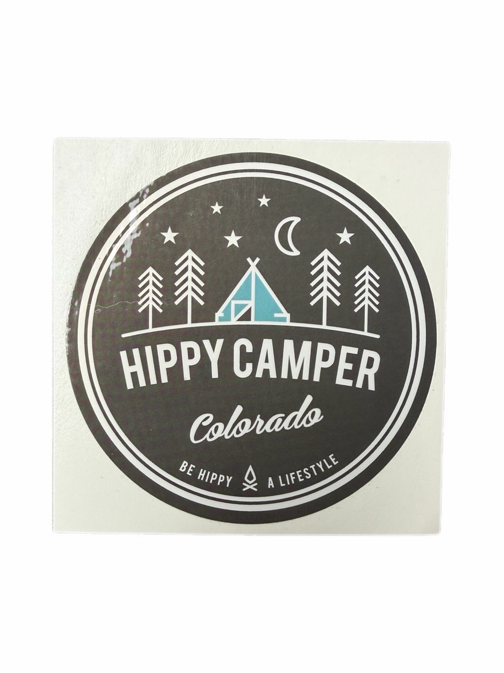 Be Hippy Hippy Camper Colorado Sticker - Black & Teal